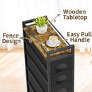 Black SlimStorage Narrow Five Drawer Dresser On Wheels