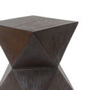 14.25' Natural Wood Grain Finish Prismatic Symmetry Concrete Outdoor Side Table with Symmetric Design – Weather-Resistant Accent for Patio, Garden, or Balcony
