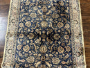 Vintage Art Silk Rug 3x4, Traditional Oriental Persian Design Rug, Belgium Power Loomed Rug, Navy Blue