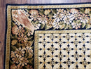 Indian Rug with Tibetan Weave, 6x8 - 6x9 Rugs, Indo-Tibetan Rug, Black and Cream Beige Tan, Floral Border, Soft Rug, Handmade Area Rug, Wool