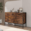 Wood Dresser with 7 Drawers, Wooden Storage Closet for Bedroom, Solid Clothes Cabinet with Sturdy Steel Frame, 48.58"Wx15.75"Dx31.22"H, 48 inch, Rustic Brown