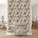 Elegant Yellow Wallpaper with Exotic Birds