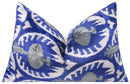Canvello Handmade Velvet Ikat Pillow – 16x24 Luxury Decorative Throw Cushion for Home Decor – Feather Down Insert, Vegetable-Dyed, Elegant Blue and White Accent for Sofa, Couch & Furniture