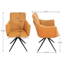 360° Swivel Home Office Desk Chairs Set of 2,Modern Dining Chairs with Arm, Upholstered Bedroom Chairs with Metal Base,Makeup Chair for Vanity, for Living Room, Bedroom,Study Room,Dining Room(Orange)