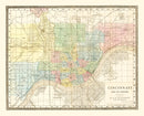Vintage Map of Cincinnati, Ohio 1875