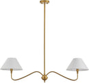 Goldtone Linear 2 Light Chandelier For Kitchen Island