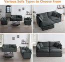 Grey Chenille 2 Piece Loveseat Armchair Set With Pillows