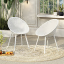 Modern Gable Dining Chair Set of 2 with Weather-Resistant Plastic in White