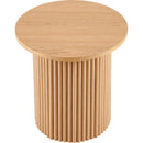 Oak Wood Veneer Tabletop 19.69 Inch Round Coffee Table, Farmhouse Circle Coffee Table MDF Table-top with Metal Base, Sofa Side Table for Living Room, Reception Room