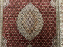 Persian Rug 5x7, Very Fine 330 KPSI, Red and Ivory, Herati Mahi Pattern, Wool & Silk