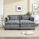 UNITED WE WIN Chenille fabric, solid construction, the overall structure of the sofa is stable, detachable armrests, two foot stools and two-seat sofa with side pockets