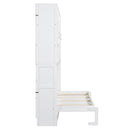 Twin Size Wall Murphy Bed with Top Cabinet, Shelves ,Space Saving Foldable Bed with Light & USB,White