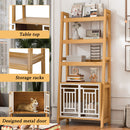 Modern Furniture Style 2 IN 1 Pet Friendly Dog Crate Ladder Bookcase in Ancient Oak MDF and Steel