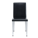 Simple and Versatile Four Black PU Dining Chairs with Silver Metal Legs