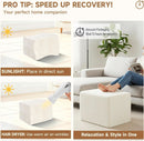 Cream Square Luxurious Upholstered Foam Pouf Ottoman