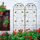 2 Pack Metal Garden Trellis 86.7' x 19.7' Rustproof Trellis for Climbing Plants Outdoor Flower Support Brown
