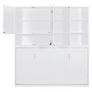 Twin Size Wall Murphy Bed with Top Cabinet, Shelves ,Space Saving Foldable Bed with Light & USB,White