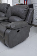 Bonded Leather Sectional Sofa Grey Power Reclining