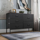 Charcoal Black Fabric Dresser With 5 Drawers For Bedroom Storage