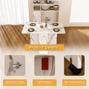 Multifunctional Folding Dining Table with Wall-Mounted Sideboard & Storage, White MDF, Space-Saving Design