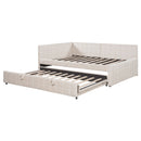 Full Size Upholstered L-Shaped Upholstered Daybed with Twin
Size Pop Up Trundle and USB ports, Beige