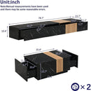 TV Stand and Coffee Table with Faux Marble, Walnut Wood Grain Finish, Set of 2, Modern Entertainment Center for TVs up to 88", Center Table with 2 Storage Drawers for Living Room, Black