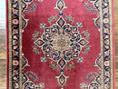 Small Persian Kashan Rug 2x3, Red and Navy Blue, Handmade Vintage Wool Semi Antique Persian Carpet, Semi Open Field, Pair B