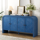 U_Style Luxury Multi-Functional MDF Sideboard– woven Wood Slat Doors, Tiered Stepped Design & Premium Solid Wood Veneer for Hallways, Living Rooms, Studies, and Corridors
