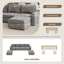 115x58" Chenille Modular Sectional Sofa,U Shaped Reversible Couch,Free Combination,6 Seat Sleeper Sofa Bed with Ottoman,Convertible Oversized Indoor Furniture for Living Room,Gray