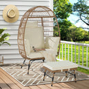 Wicker Egg Chair,Rattan Egg Chair Indoor Outdoor,Oversized Large Egg Chairs 600lbs with Ottoman and Thick Cushions for Porch, Backyard, Balcony