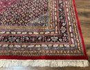 Indo Persian Bidjar Rug 10x14, Red and Dark Blue, Herati Mahi Pattern, Vintage