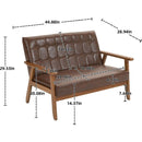 Mid-Century Modern Solid Loveseat Sofa Upholstered Pu Leather Loveseat, 2-Seat Upholstered Loveseat Sofa Modern Couch
