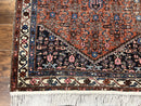 Red Persian Hamadan Rug 4x6, Wool Handmade Antique Carpet, Geometric Medallion Rug, Oriental Rug 4 x 6, Persian Tribal Rug, Hand Knotted Rug
