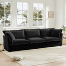 Slipcovered Sofa Couch, Modern 3 Seater Sofa with Suppleness Armrests, Chenille Fleece Deep Seat Sofa with Soft Multiple Big Pillows, Comfy Couch for Living Room, Apartment,Chenille Fabric, Black