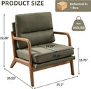 Mid Century Emerald Linen Upholstered Accent Chair