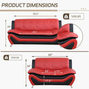 Faux Leather Sofa And Loveseat Set Red 2 Piece