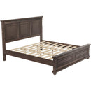 Traditional Town and Country Style Pinewood Vintage King Bed, Rich Brown