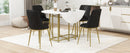 TOPMAX Space-Saving 5-Piece Extendable Kitchen Dining Table Set for Small Spaces - Round Faux Marble Top with Golden Frame, 4 Upholstered Chairs, Compact Foldable Design,White+Black