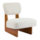 [Set of 2] Modern Beige Lounge Chair with Polyester Upholstery, Sturdy Wood Base With Natural Finish, Minimalist and Stylish Accent Seating for Living Room, Bedroom, or Office