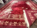 Palace Size Chinese Wool Rug 12x18, Red Art Deco Chinese Carving Carpet, Butterflies Flowers
