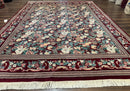 Pakistani Rug 9x12 William Morris Maroon Vintage Floral Wool