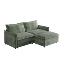 Corduroy Fabric Loveseat Sofa Couch with 1 Footrest for Living Room,2 Seater L-Shaped Sectional with Ottoman, Upholstered Large Size Deep Seat 2-Seat Sofa with 2 cushions