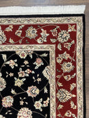 Pak Persian Rug 3x5, Black and Red, Floral Allover, Vintage Hand Knotted Wool Oriental Carpet, Pakistani Rug, Small Handmade Area Rug 3 x 5