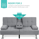 Gray Linen Modern Folding Futon Sofa Bed With Armrests