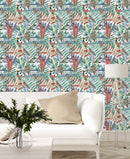 Watercolor Botanical Wallpaper with Birds