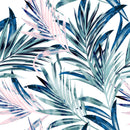 Blue and Pink Palm Leaves Wallpaper