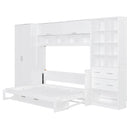 Full Size Murphy Bed Wall Bed with Closet , Drawers and Shelves, White