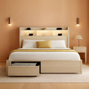 King Size Bed Frame Antique White With Bookcase Headboard