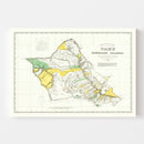 Vintage Map of Oahu, 1881