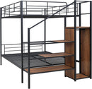 Full Over Full Metal Bunk Bed With Storage Stairs Black